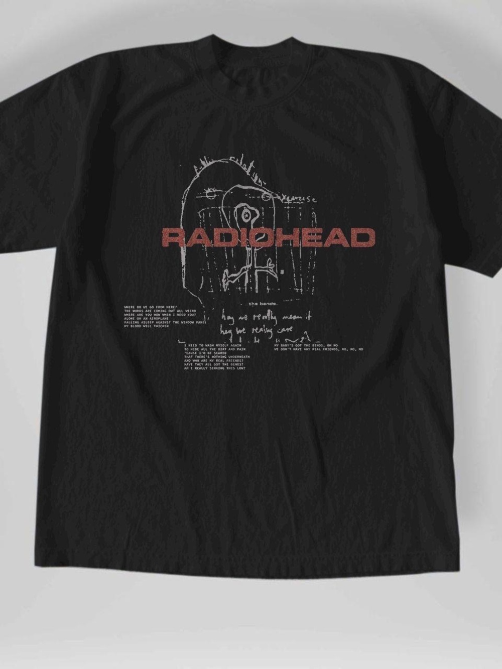 Gildan Black Radiohead Graphic Tee with Red Logo